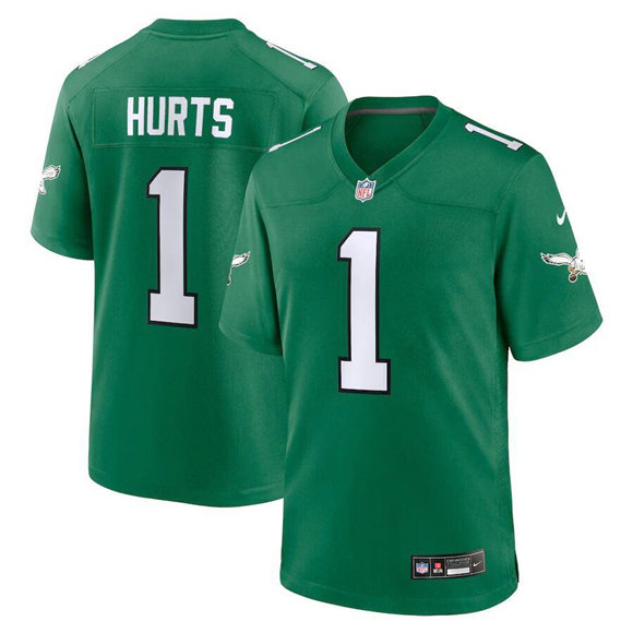 Men's Green Philadelphia Eagles #1 Jalen Hurts Stitched Game Jersey